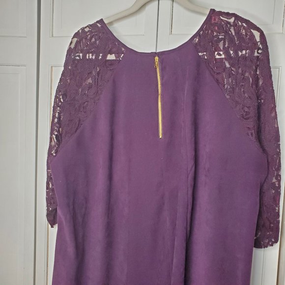 Melanie T Purple Faux Suede Skater Dress 18W - Picture 6 of 10